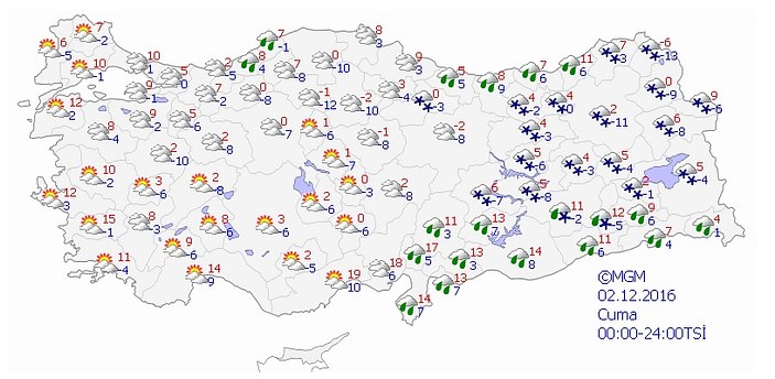 5 günlük haritalı hava raporu