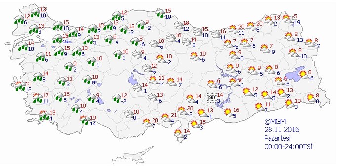 5 günlük haritalı hava raporu