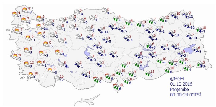 5 günlük haritalı hava raporu