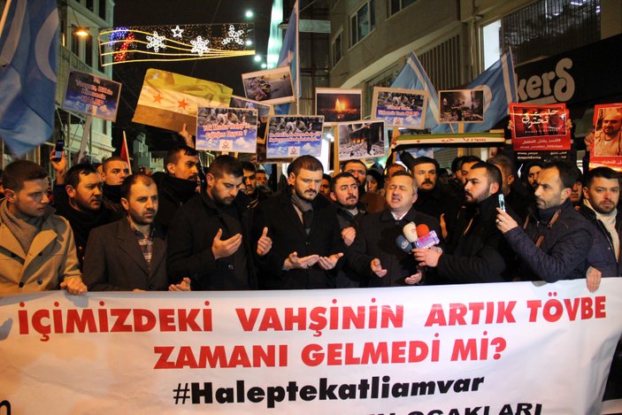 Alperen Ocakları’ndan Taksim’de Halep protestosu