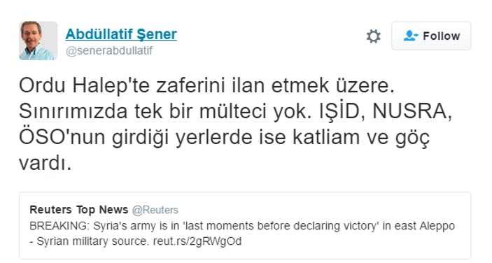 Abdüllatif Şener'den tartışma yaratan tweet'ler