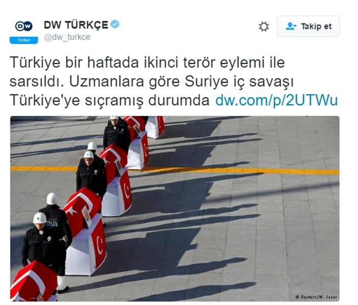 Alman DW'nin Türkiye'de iç savaş var haberi