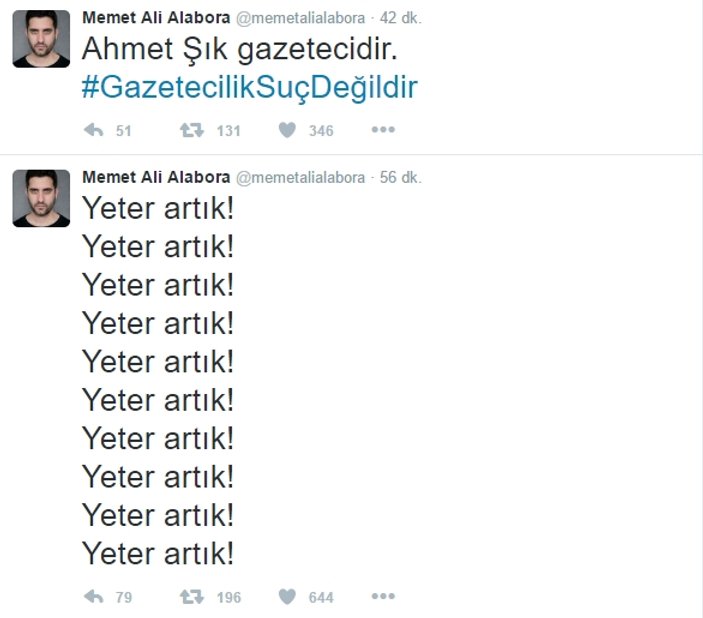 Mehmet Ali Alabora'dan Ahmet Şık tweet'leri