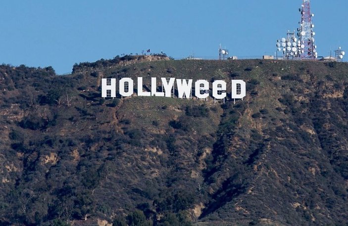 Hollywood yazısını Hollyweed olarak değiştirdiler