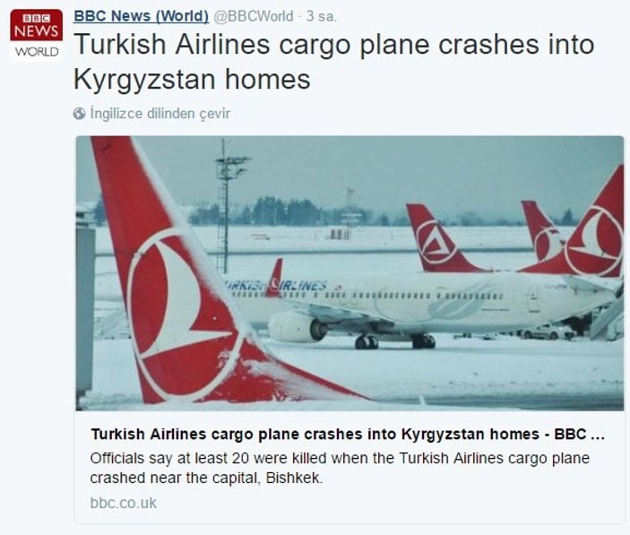 Kırgızistan'da düşen uçağın THY ile alakası yok