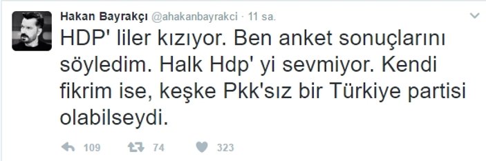 Anketçi Hakan Bayrakçı'dan HDP çıkışı