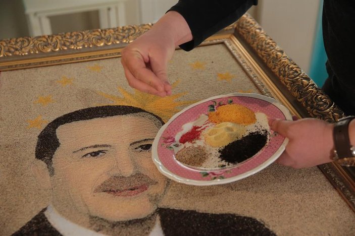 Tohumlarla Erdoğan portresi yaptı