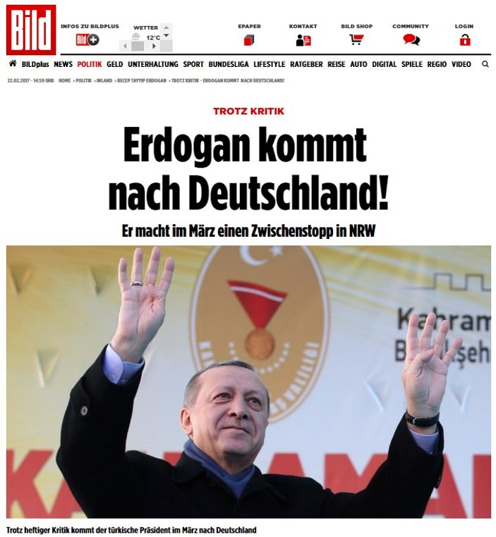 Alman Bild gazetesinin Erdoğan rahatsızlığı
