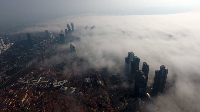 İstanbul’da yoğun sis drone ile havadan görüntülendi