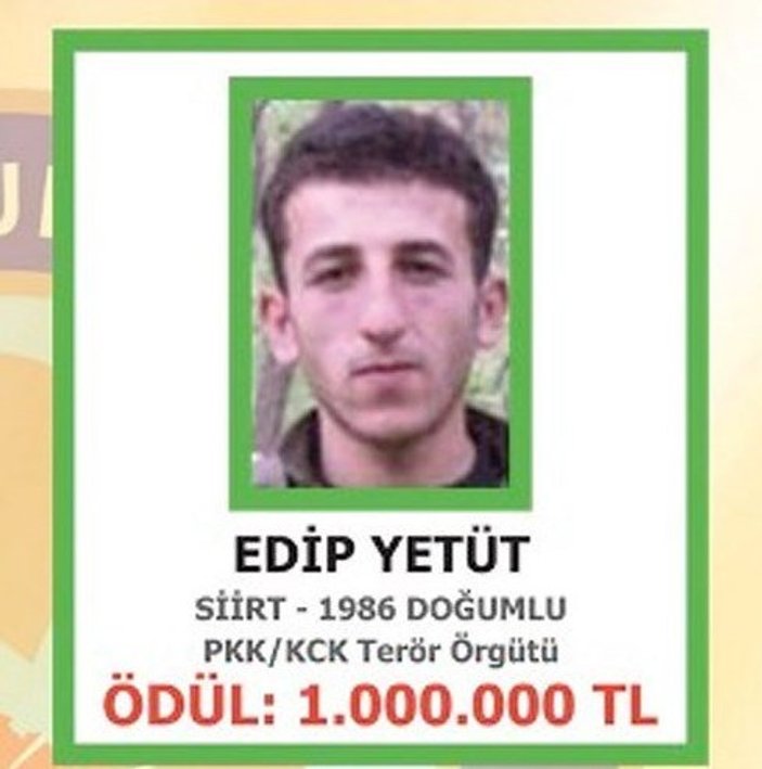 Başına 1 milyon lira ödül konulan terörist öldürüldü