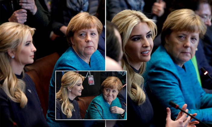 Merkel'in Trump'ın kızı İvanka'ya bakışı sosyal medyada