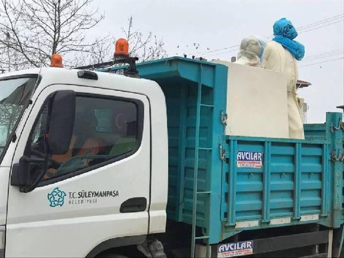 Süleymanpaşa Belediyesi'nden çöp poşetli heykel açıklaması