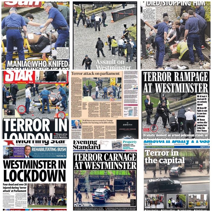 İngiliz gazetelerinde terör manşetleri