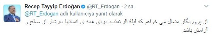 Erdoğan 7 dilde Regaip Kandili'ni tebrik etti