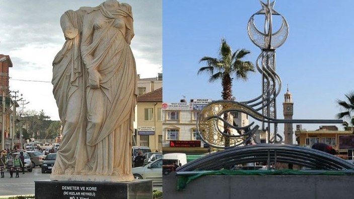 İzmir'deki tanrıça heykelinin yerine padişah tuğrası