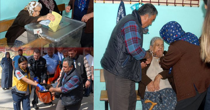 Antalya'da oy kullanan yaşlı kadın fenalaştı