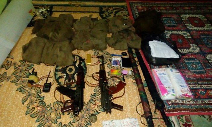 PKK'lı teröristlerin camiye gizlediği silahlar bulundu