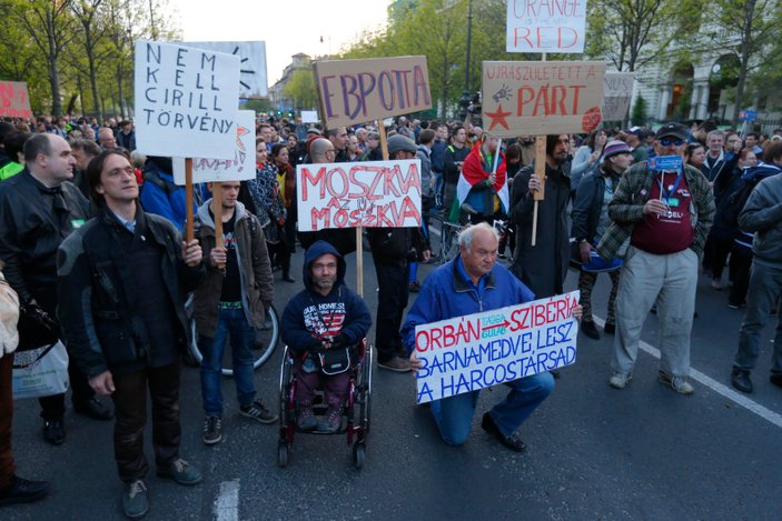 Macaristan'da Rusya protestosu