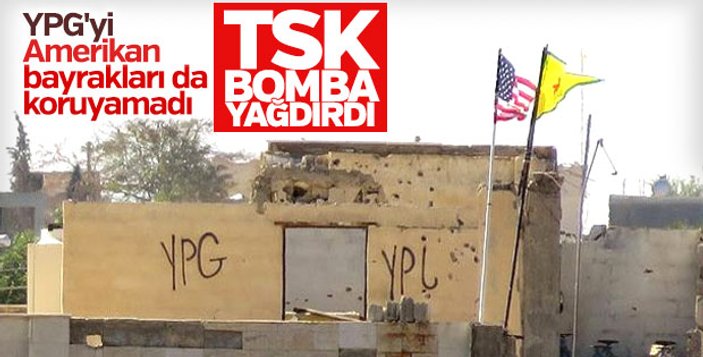 PYD'li teröristler ABD bayrağı altında nöbet tutuyor