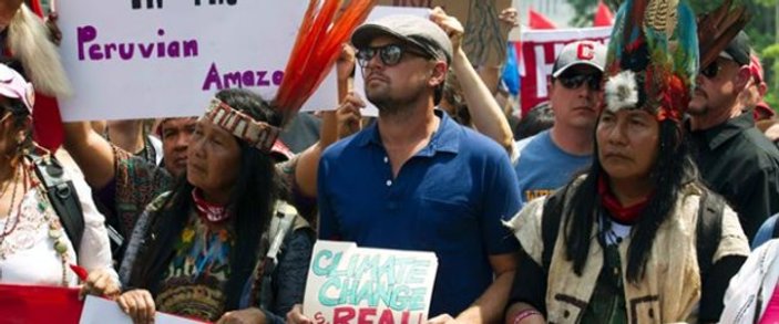 Leonardo DiCaprio iklim protestosunda