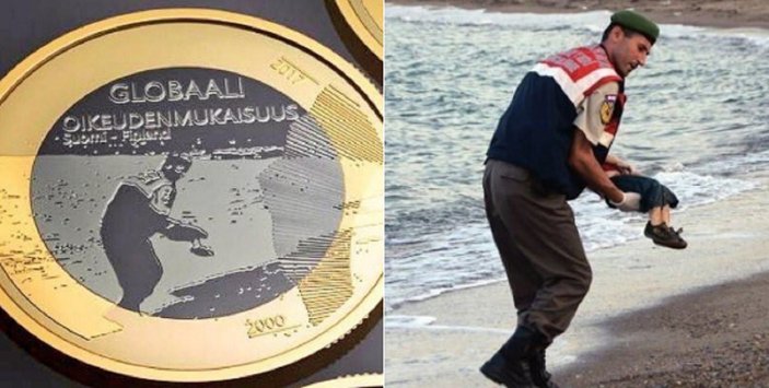 Finlandiya 5 euroya Aylan'ın fotoğrafını bastı