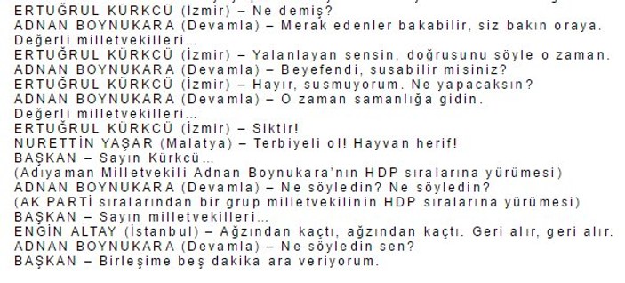HDP'li vekilin ettiği küfür tutanaklara girdi
