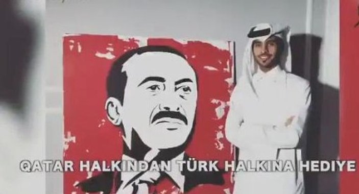 Katarlı ressam Erdoğan'ı çizdi