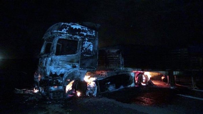 Tunceli'de teröristler yol kesip TIR yaktı