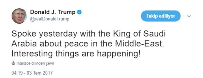 Trump: Ortadoğu'da ilginç şeyler oluyor