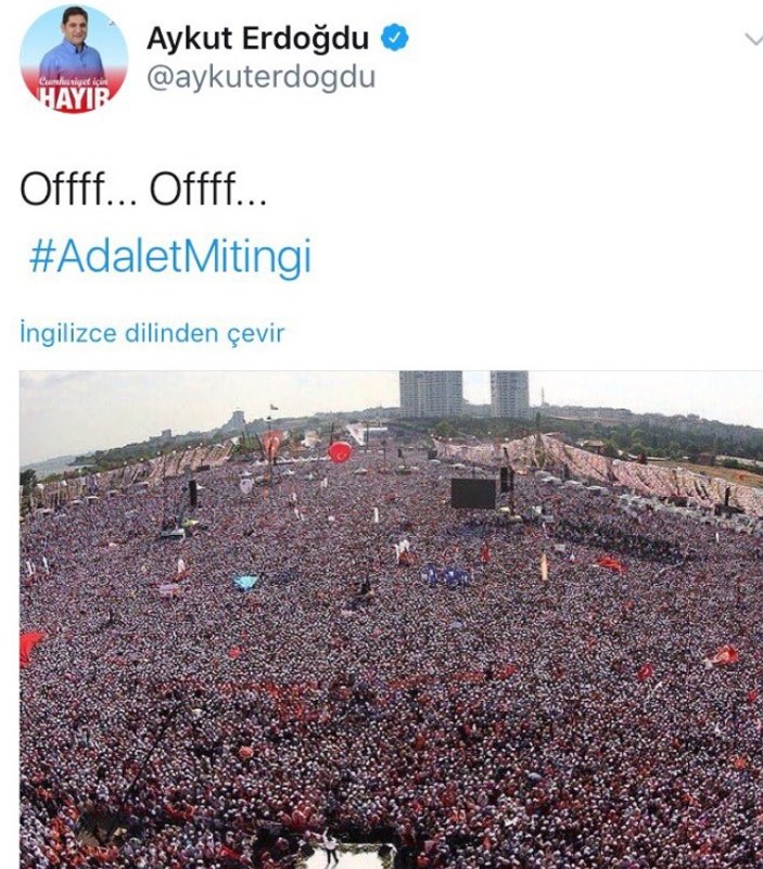 CHP'li Erdoğdu, yanlışlıkla AK Parti mitingini paylaştı