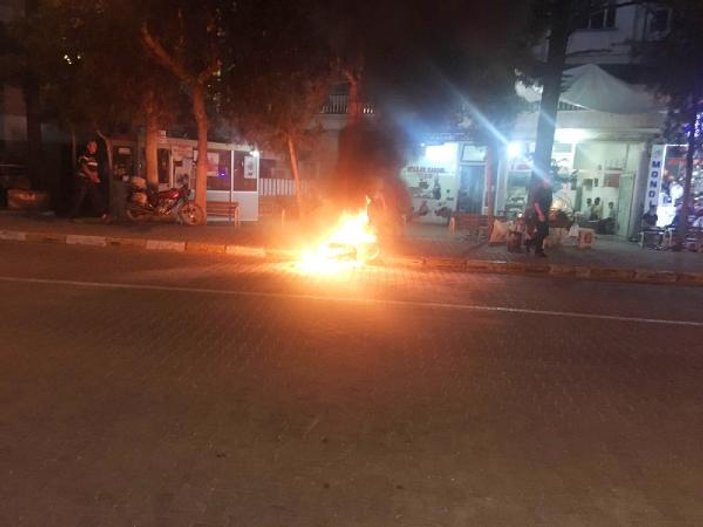 Karaman'da trafik tartışmasında motosikletini yaktı