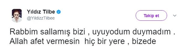 Yıldız Tilbe'den deprem tweeti