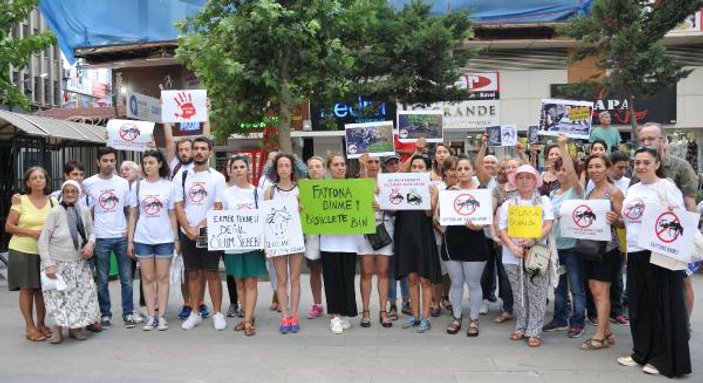 Antalya'da 'faytonlar kaldırılsın' eylemi