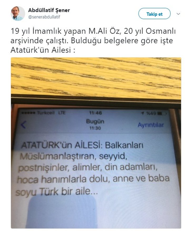 Abdüllatif Şener'e göre Atatürk'ün soyu