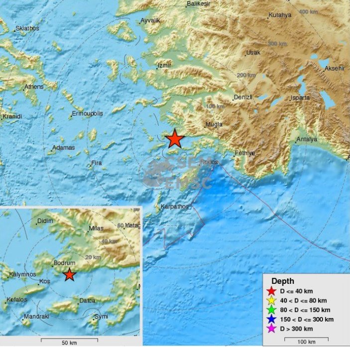 Bodrum'da 4.9 büyüklüğünde deprem