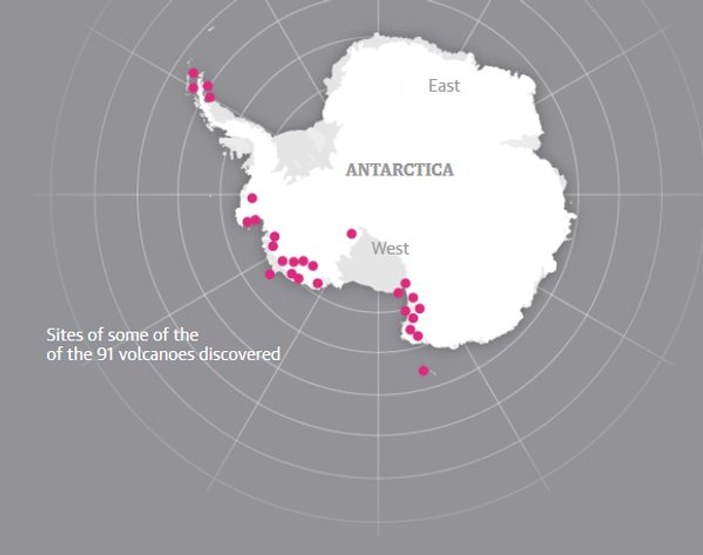 Antarktika'da 91 yanardağ keşfedildi