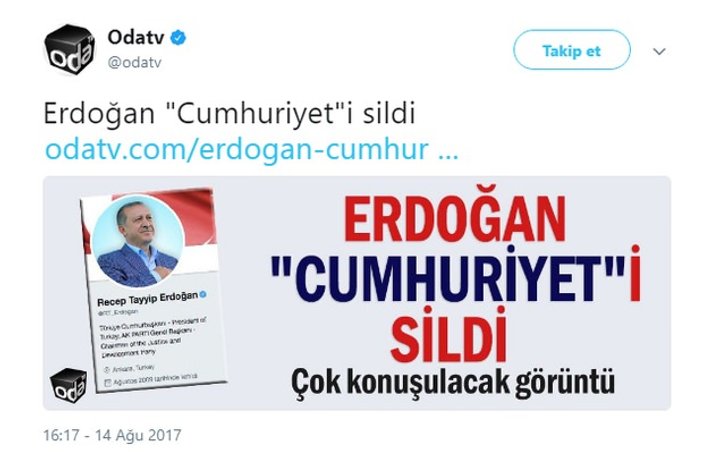 'Erdoğan Cumhuriyet'i sildi' haberi, ellerinde patladı