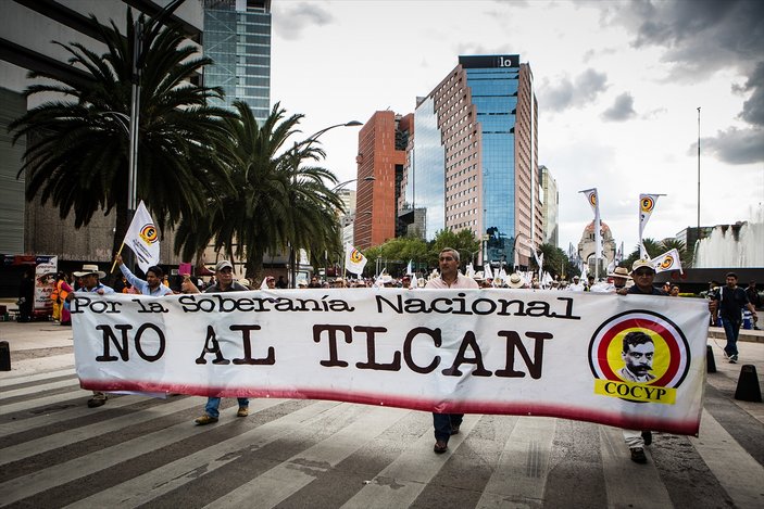Meksika'da NAFTA görüşmelerine karşı protesto