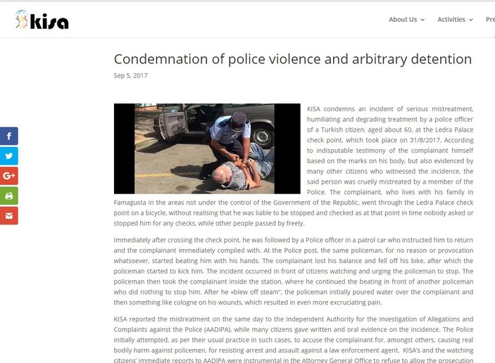 Kıbrıs'ta Rum polisinin şiddeti