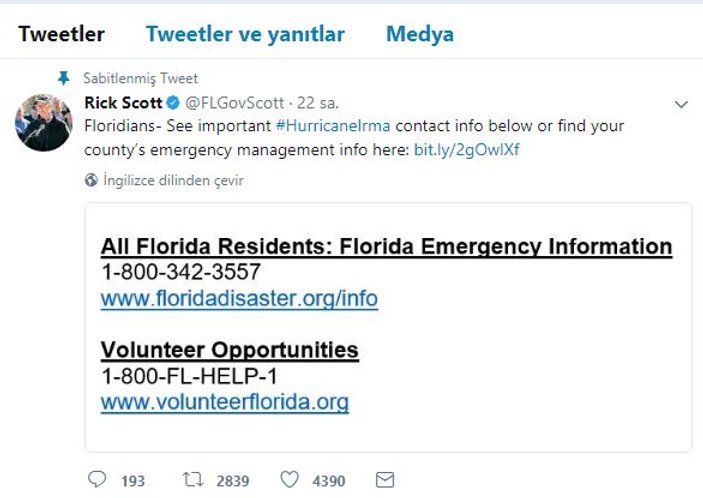 Florida Valisi'nden korkutan uyarı