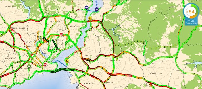 İstanbul trafiğinde çalışma ve yağmur yoğunluğu
