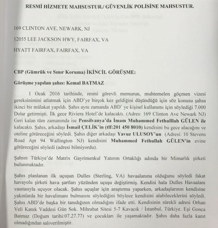 FETÖ'cü Kemal Batmaz'ın yalanını ortaya çıkaran belge