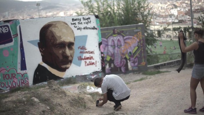 Barselona'da Putin graffitisi
