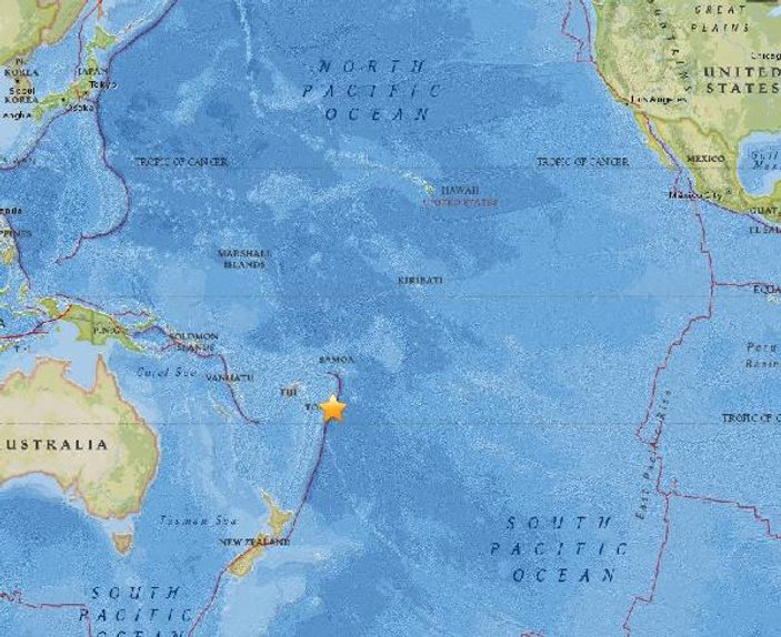 Tonga'da 6,0 büyüklüğünde deprem