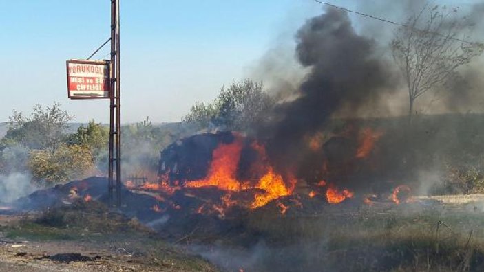 Bursa'da saman yüklü traktör küle döndü