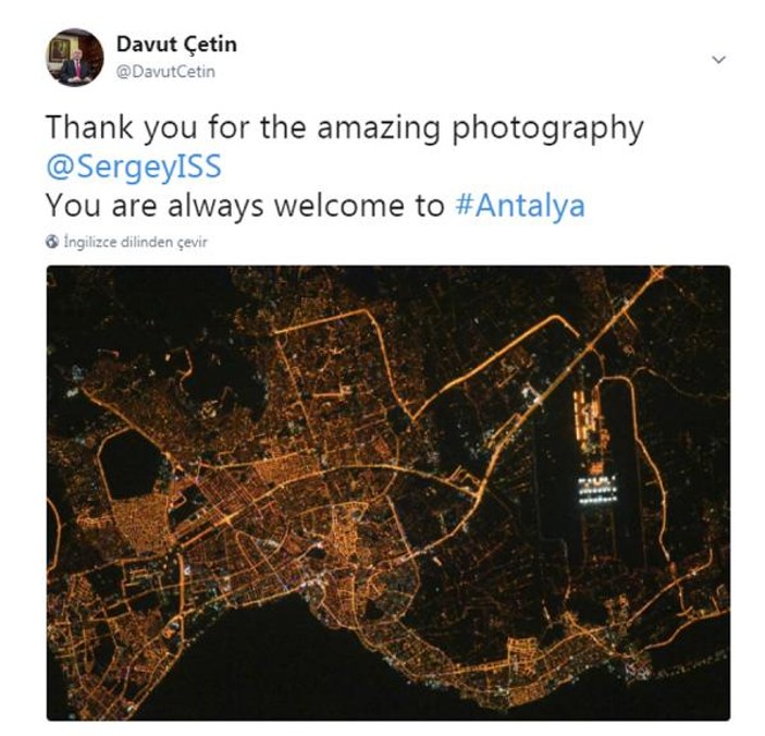 Rus kozmonot, fotoğrafını paylaştığı Antalya'ya davet edildi