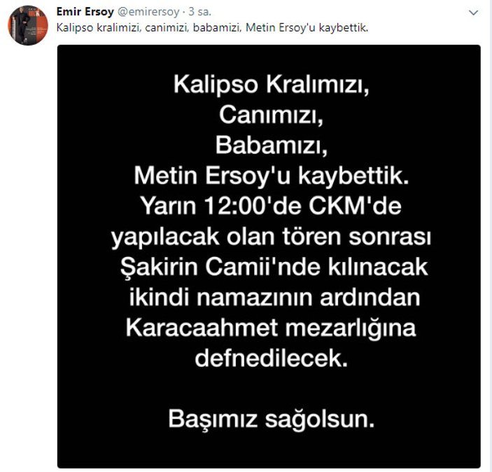 Kalipso kralı hayatını kaybetti