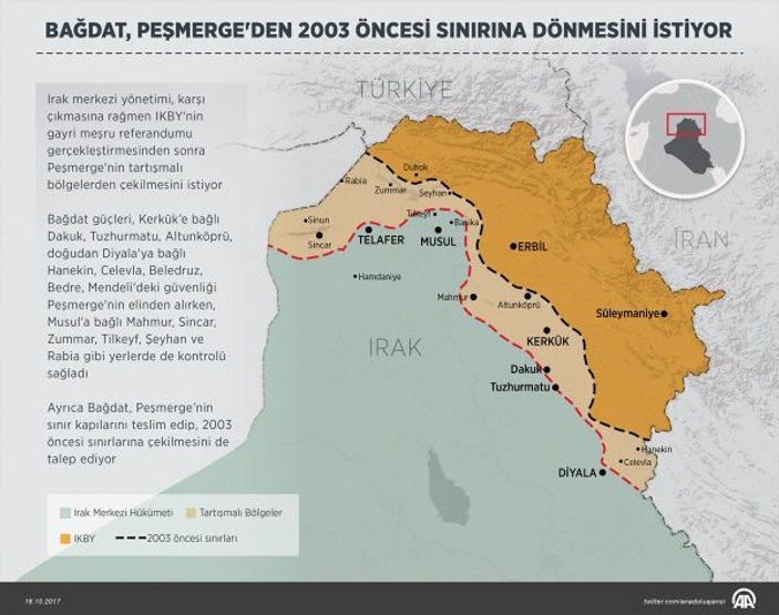 Bağdat'tan Peşmerge'ye 2003 sınırı talebi
