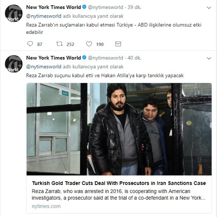 The New York Times'tan Zarrab'la ilgili Türkçe tweet