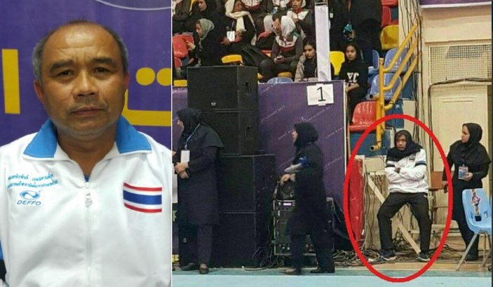 Taylandlı erkek teknik direktör İran'da başörtüsü taktı